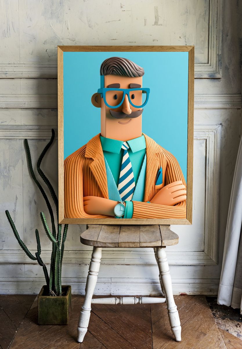 Stylish Gentleman Illustration Poster. room preview