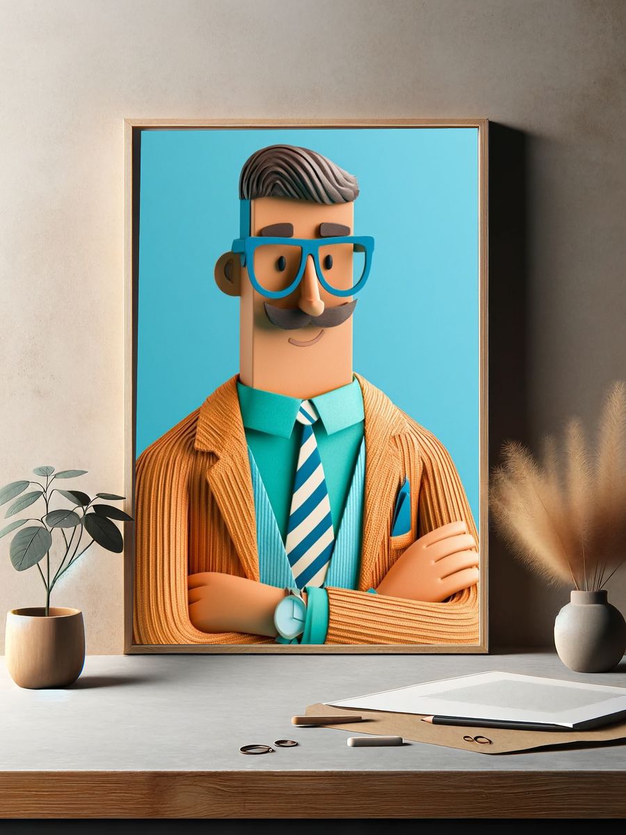 Stylish Gentleman Illustration Poster. — room view 2