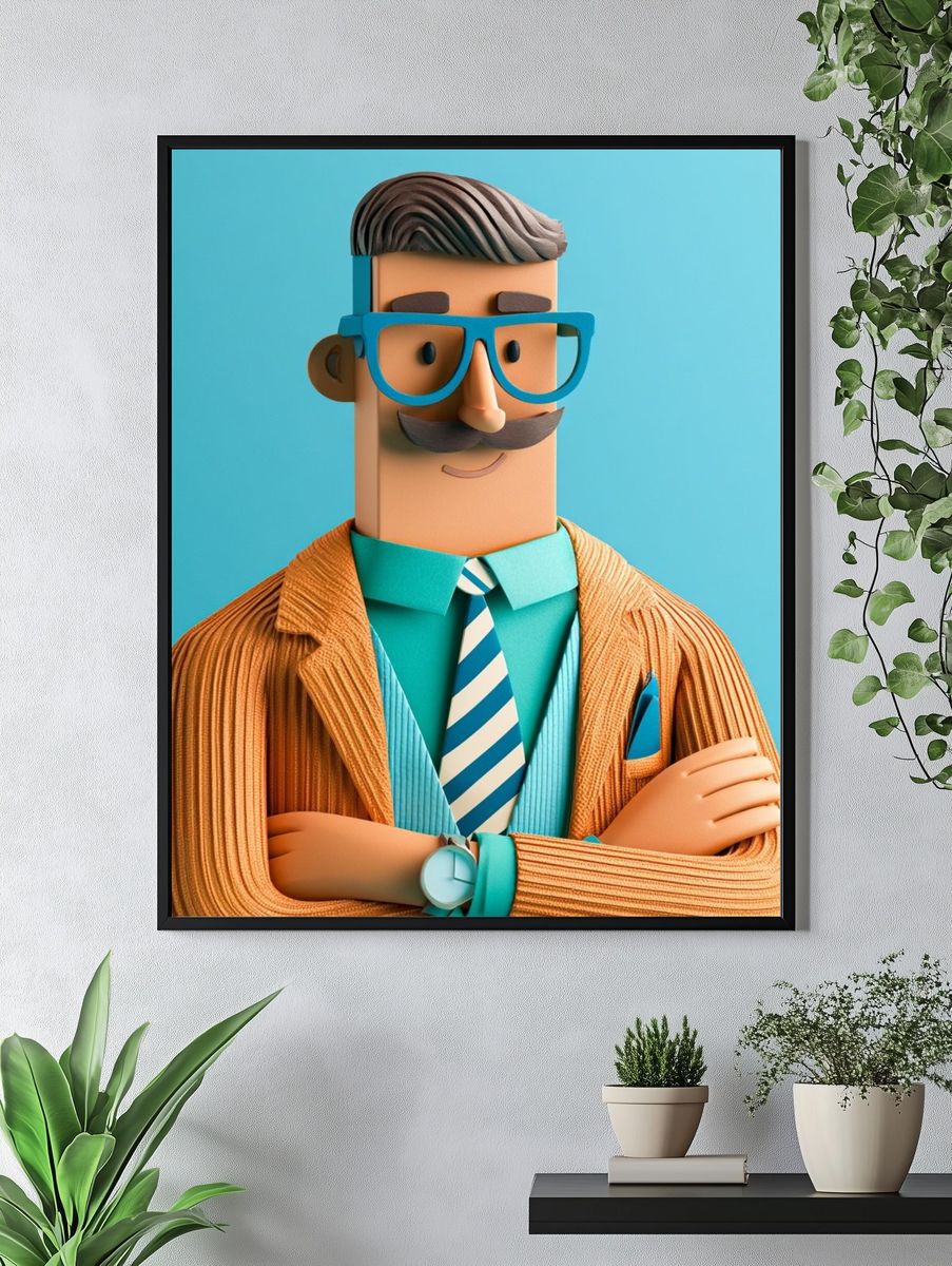 Stylish Gentleman Illustration Poster. — room view 4