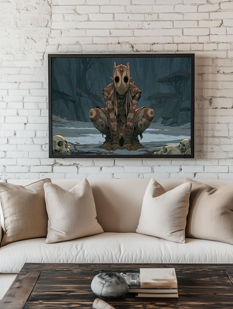 Masked Forest Guardian Print. — room view 1