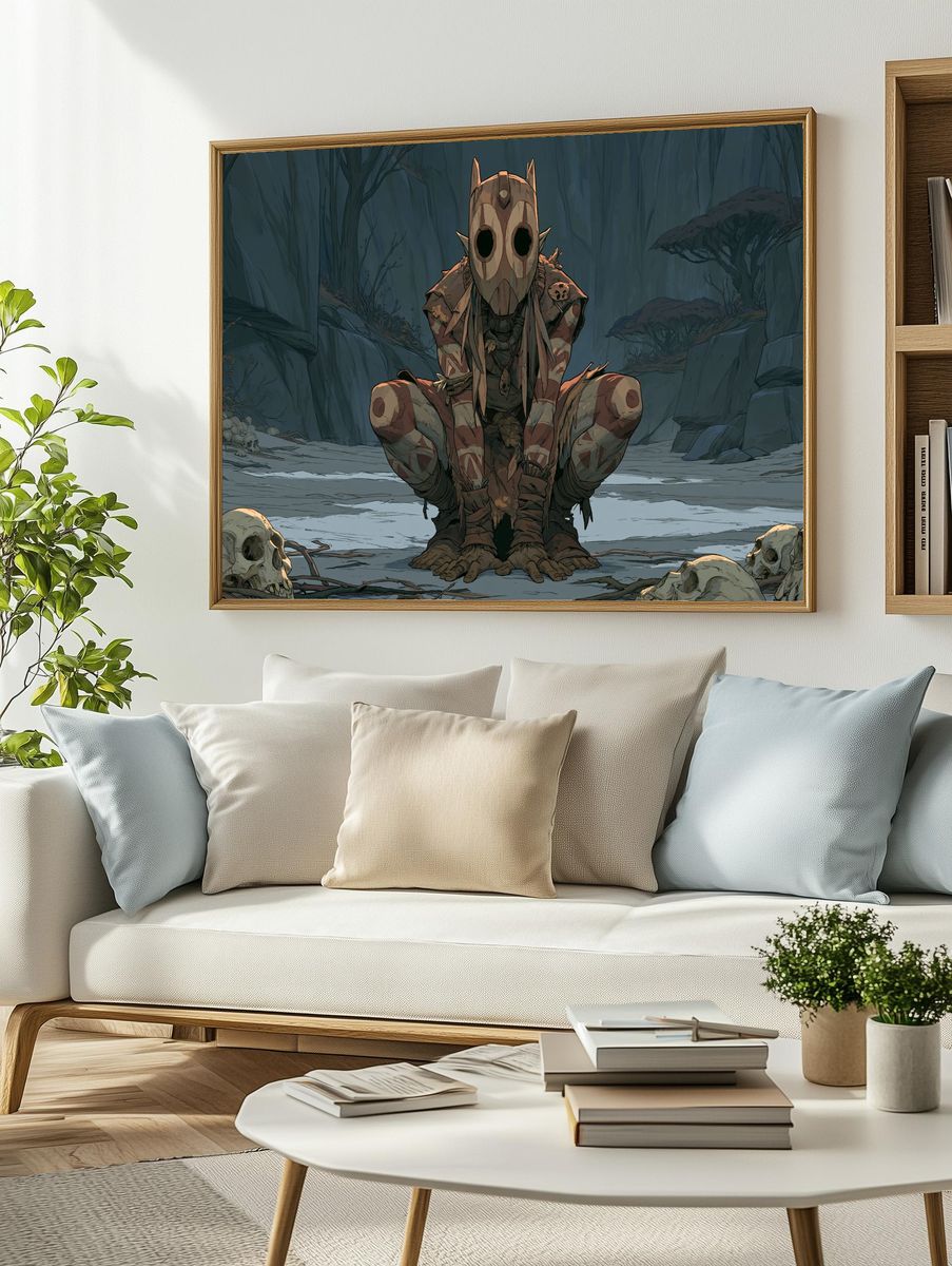 Masked Forest Guardian Print. — room view 2