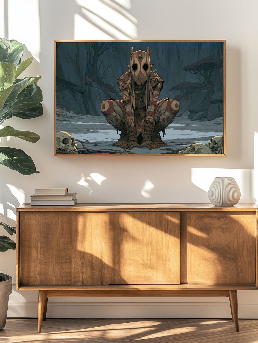 Masked Forest Guardian Print. — room view 3