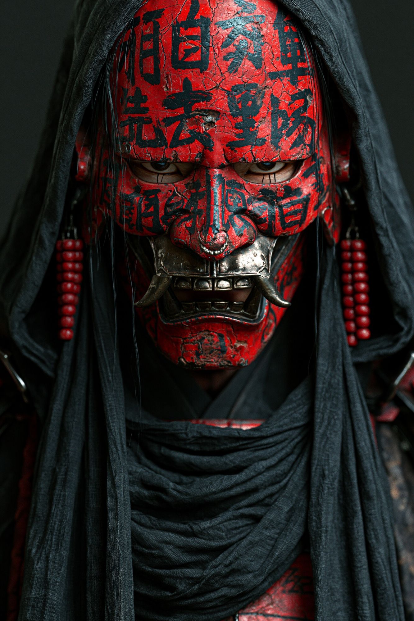 Red Oni Mask Portrait Poster. poster detail