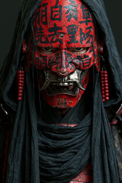 Red Oni Mask Portrait Poster. poster
