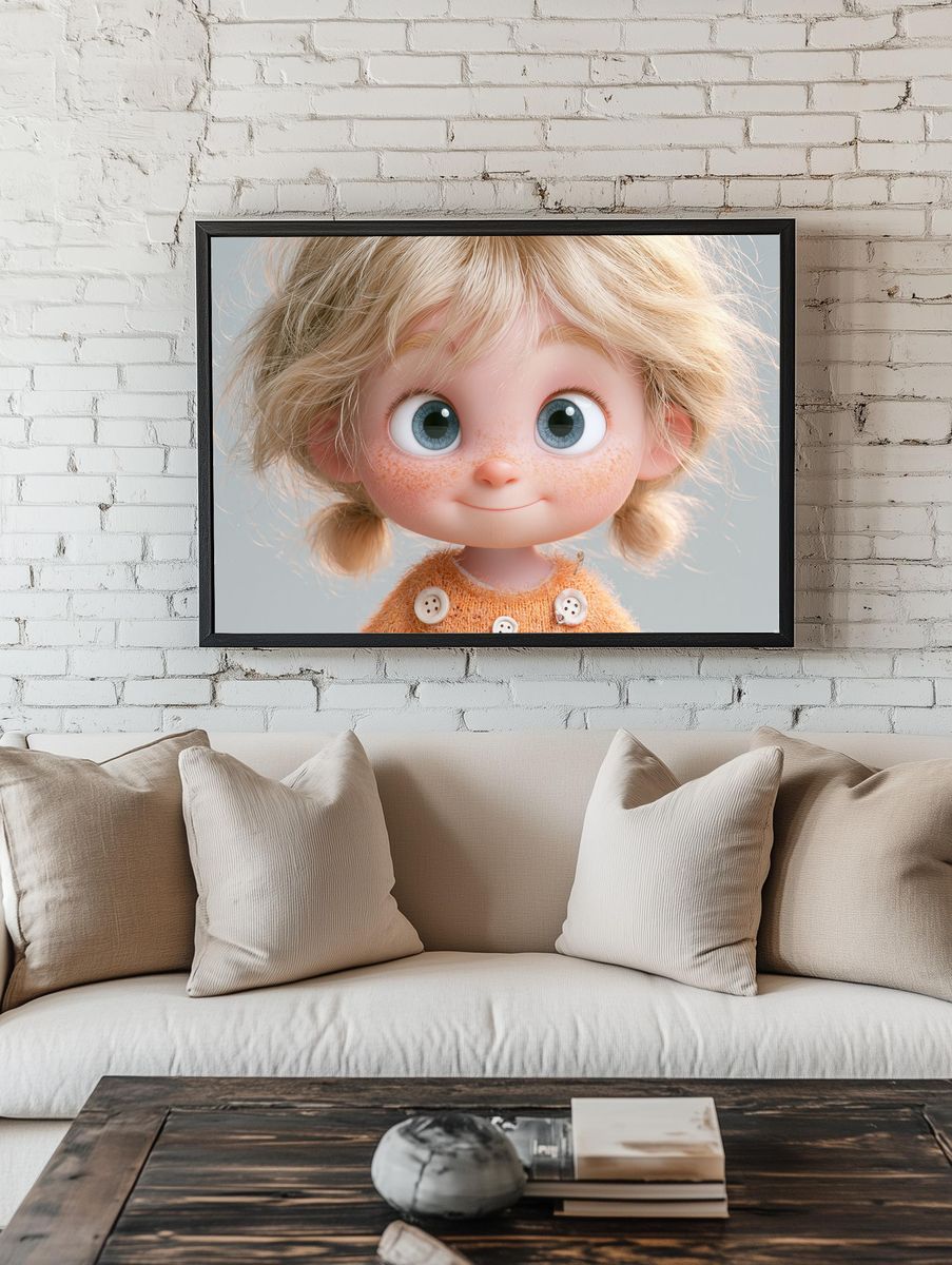 Freckled Doll Portrait Illustration Print. — room view 1