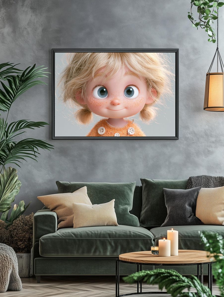 Freckled Doll Portrait Illustration Print. — room view 4