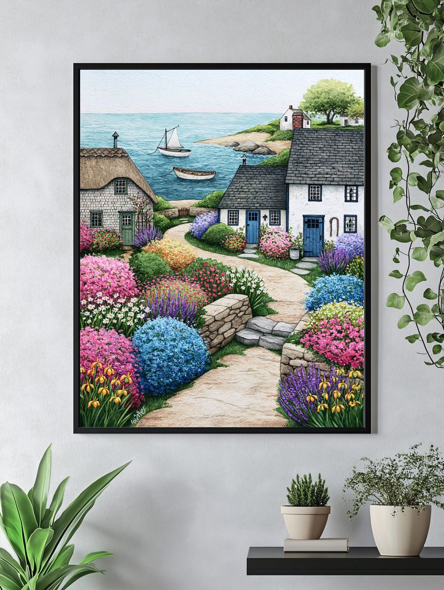Coastal Cottage Garden Print. — room view 4