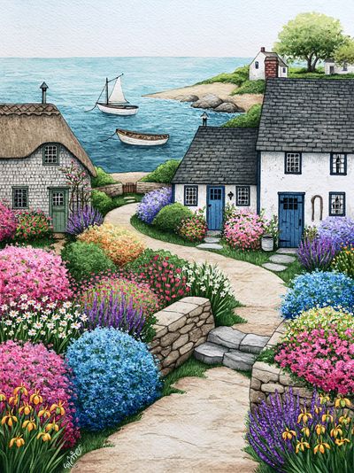 Coastal Cottage Garden Print.