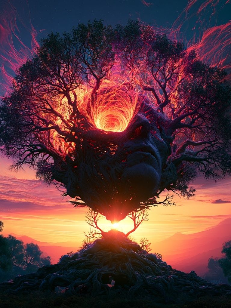 Ethereal Tree of Light Print. poster detail