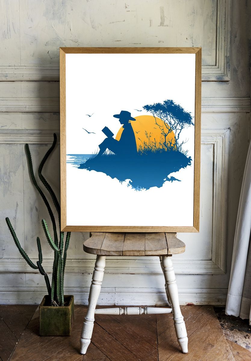 Sunset Reader Silhouette Print. — room view 1