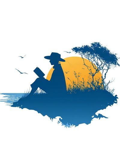 Sunset Reader Silhouette Print. poster print
