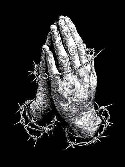 Praying Hands Barbed Wire Poster. poster print