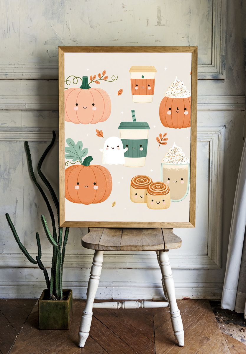Cute Fall Treats Illustration Poster. room preview