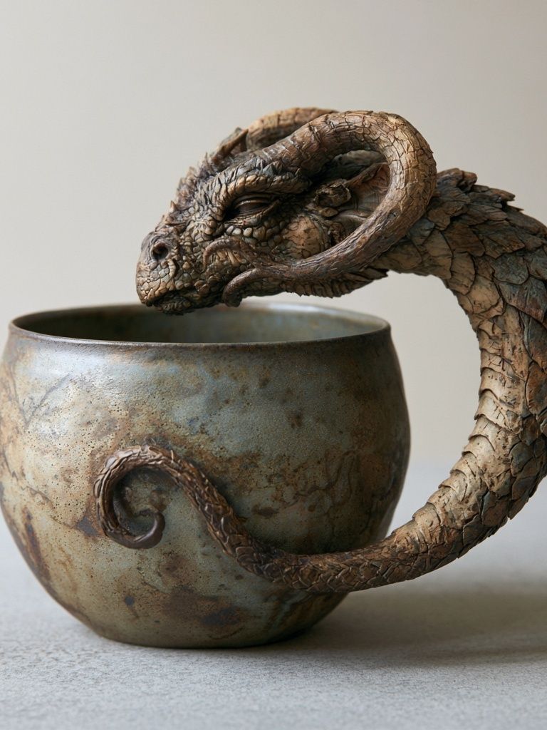 Dragon Ceramic Vessel Print. poster — illustration art