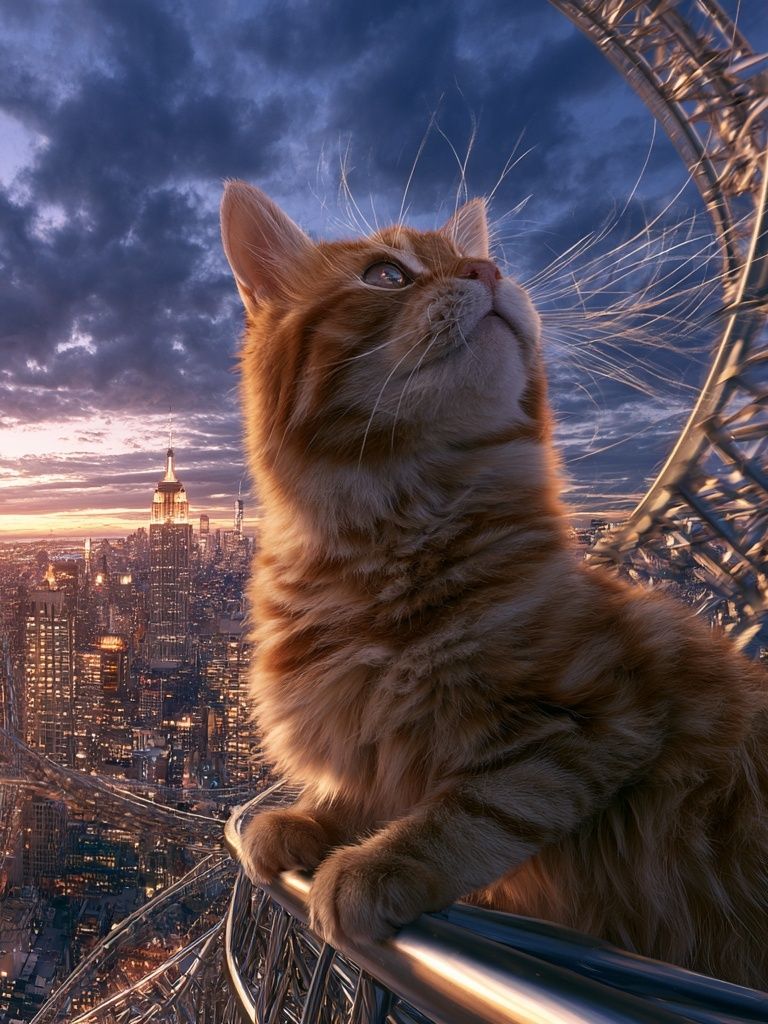 Giant Cat Over New York Poster. poster detail