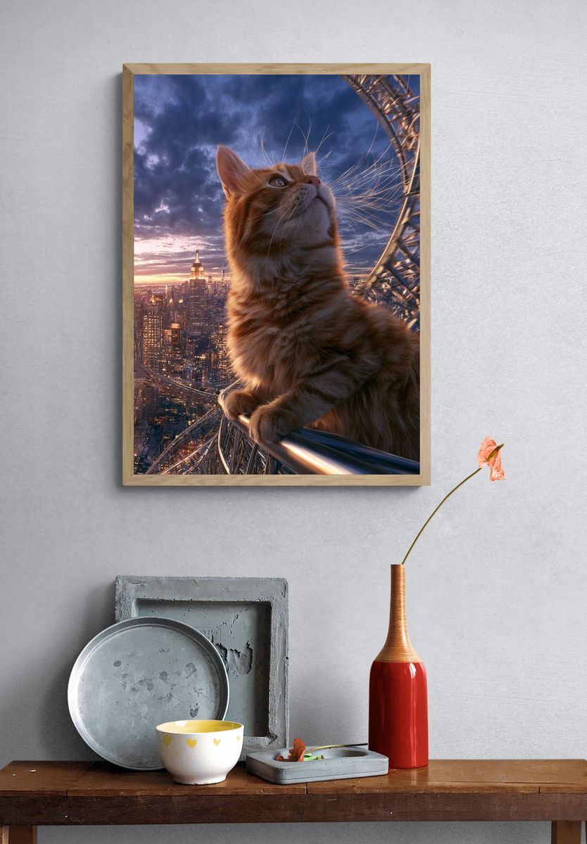 Giant Cat Over New York Poster. — room view 3