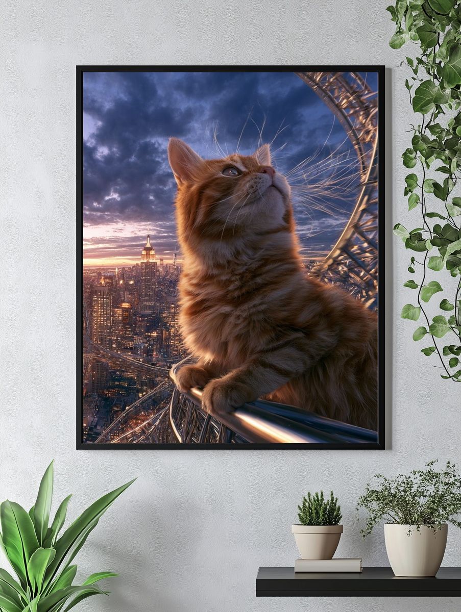 Giant Cat Over New York Poster. — room view 4