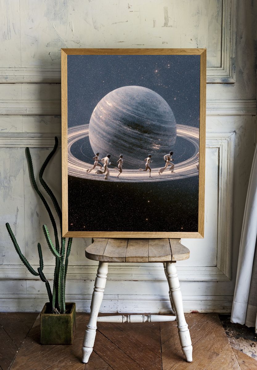 Saturn Runner Surrealism Print. room preview