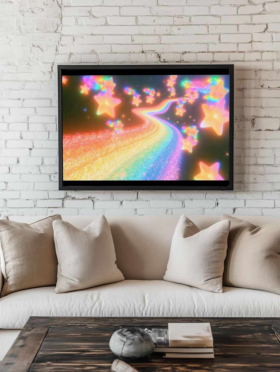 Rainbow Star Trail Illustration Poster. room preview
