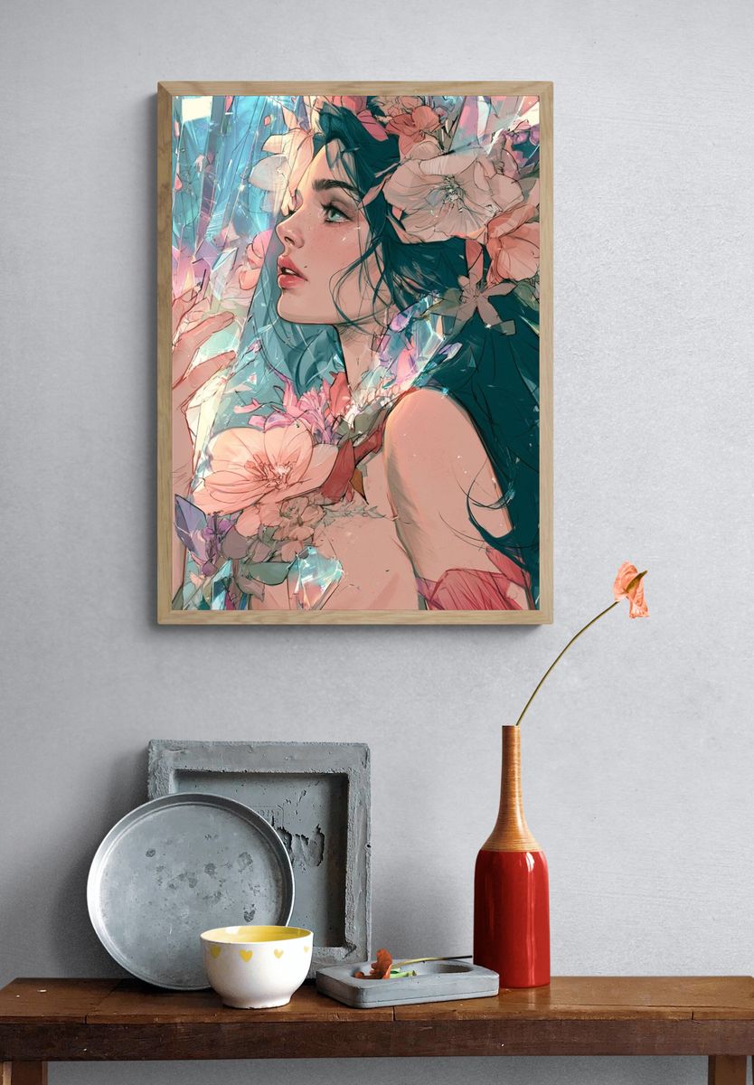 Floral Crystal Portrait Poster. — room view 3