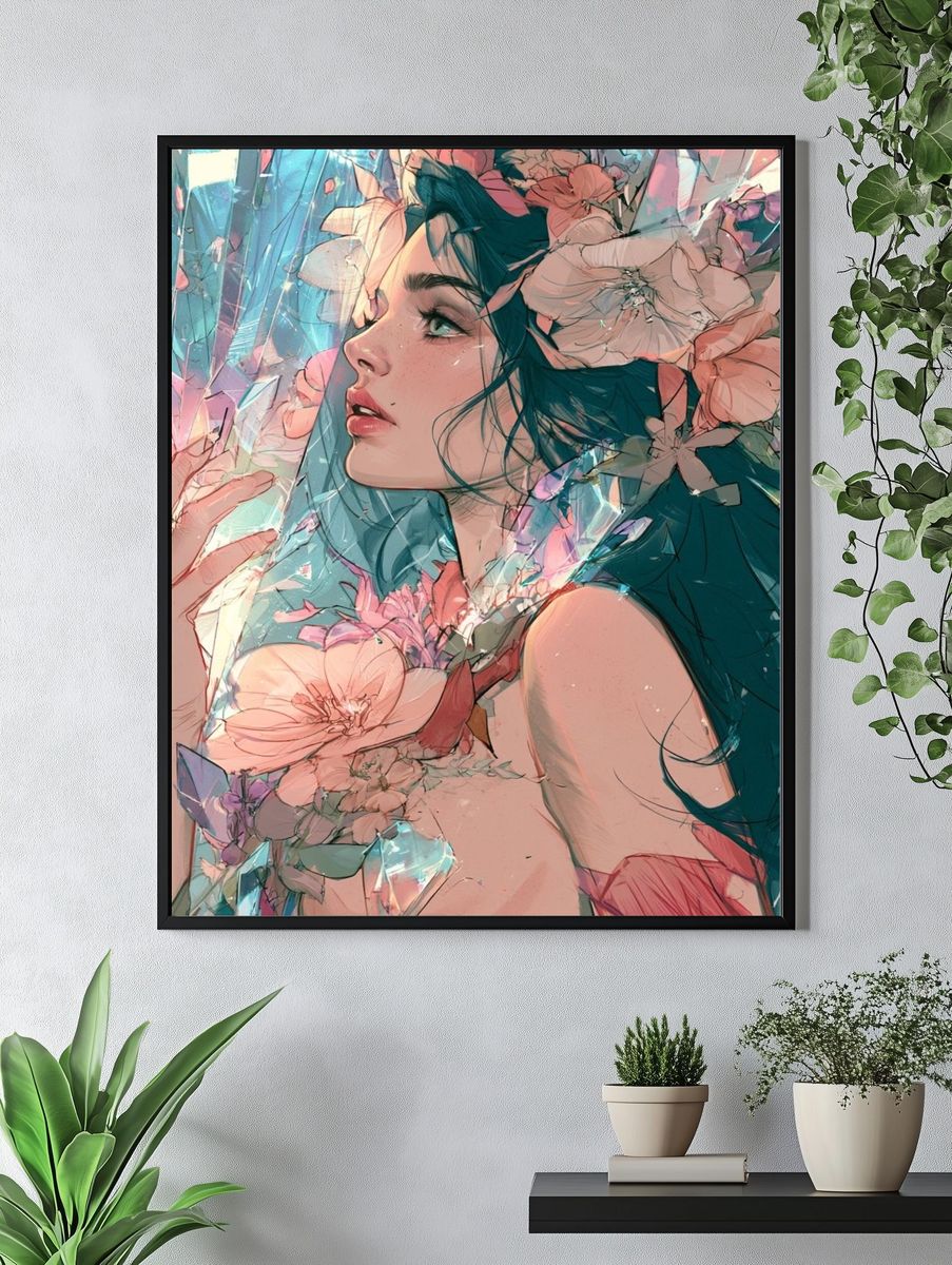 Floral Crystal Portrait Poster. — room view 4