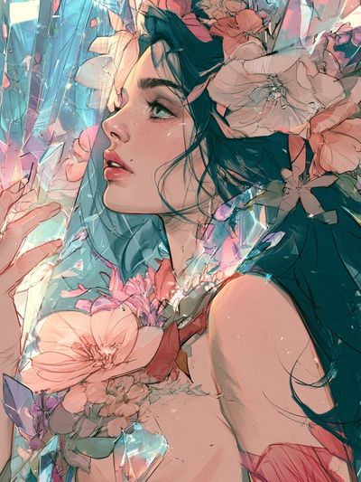 Floral Crystal Portrait Poster.