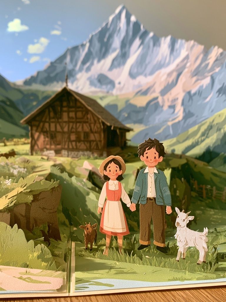 Alpine Paper Village Illustration Poster. poster — illustration art