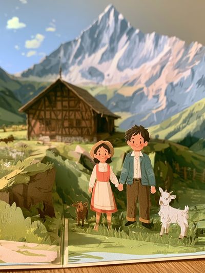 Alpine Paper Village Illustration Poster.