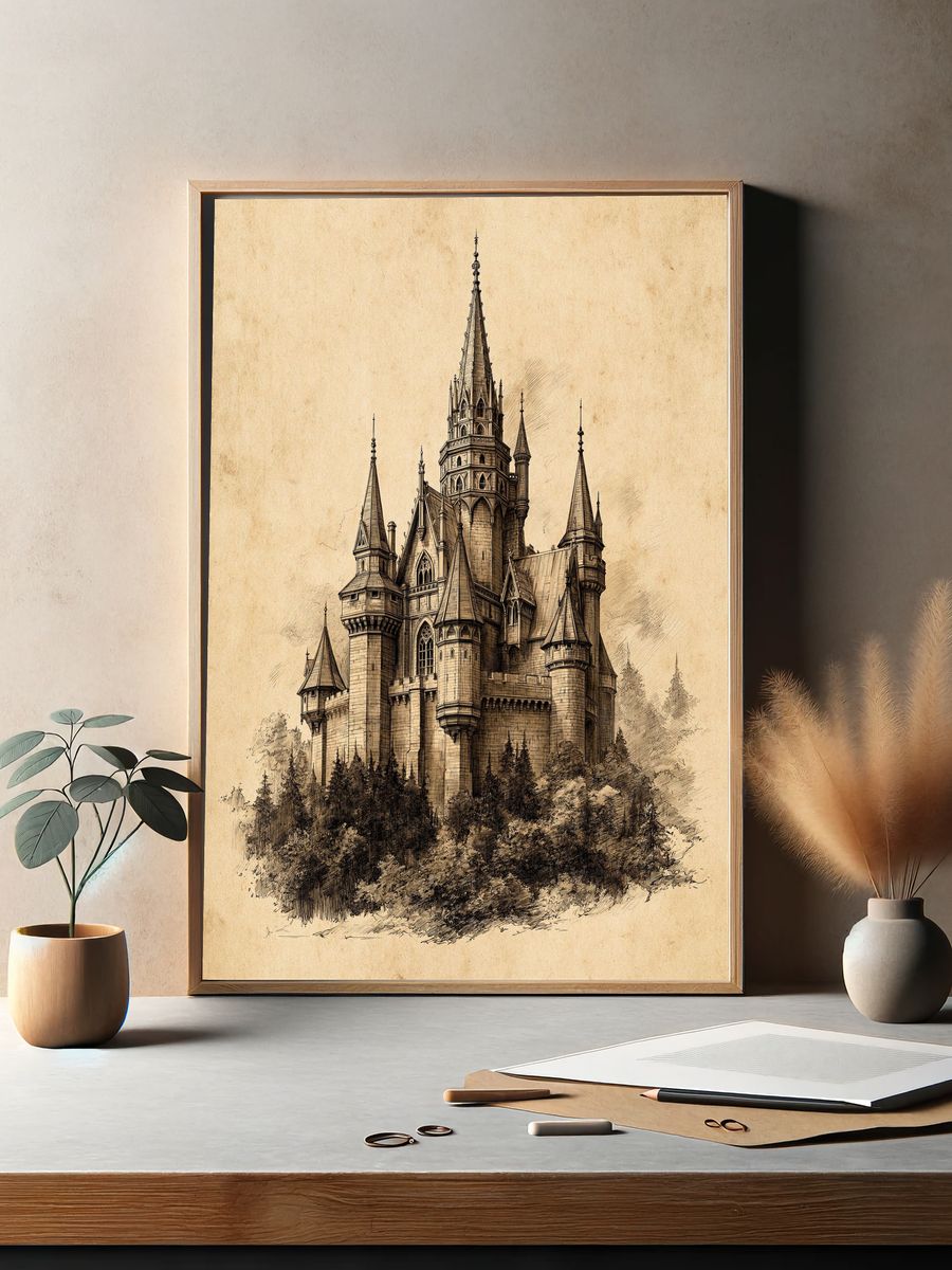 Gothic Castle Sketch Poster. — room view 2