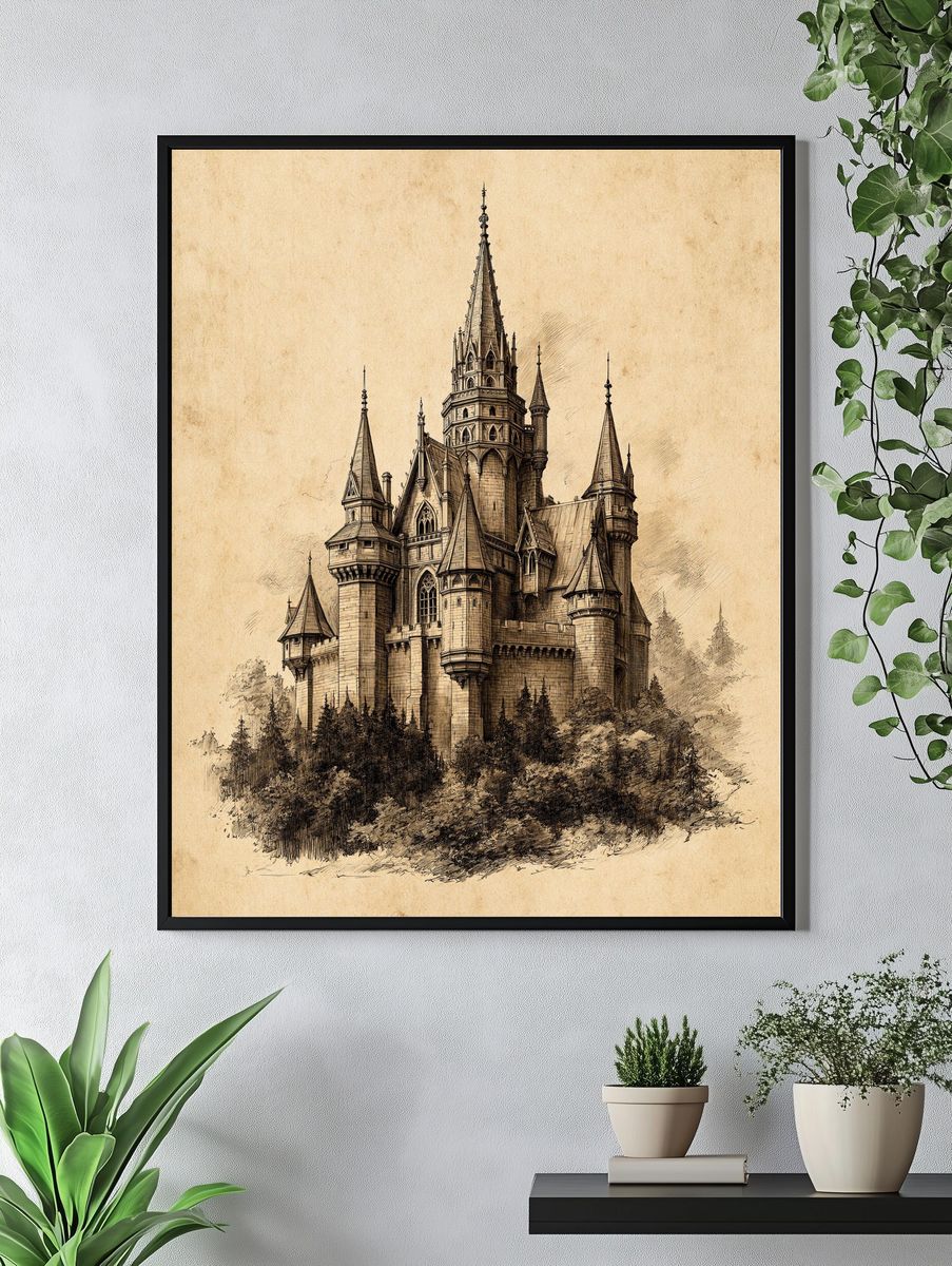 Gothic Castle Sketch Poster. — room view 4