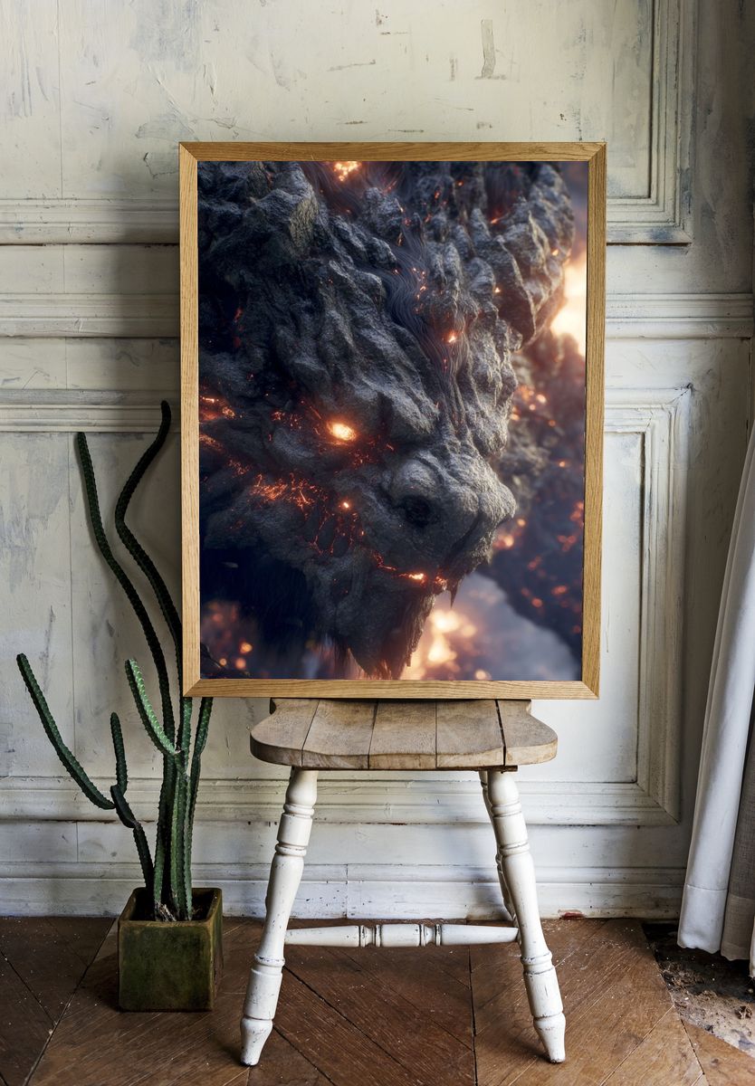 Molten Dragon Rock Poster. room preview