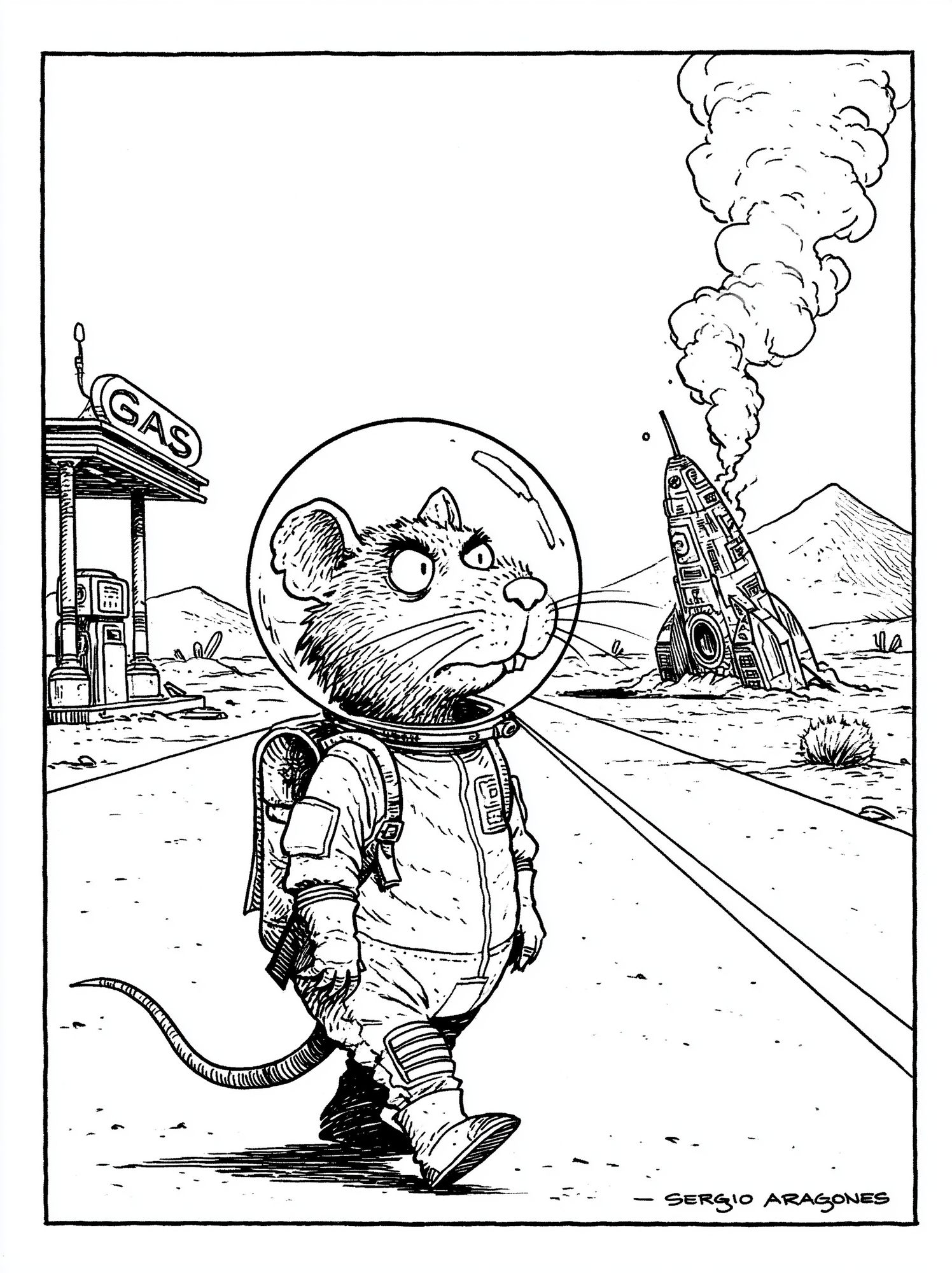 Astronaut Mouse Cartoon Print. poster — illustration art