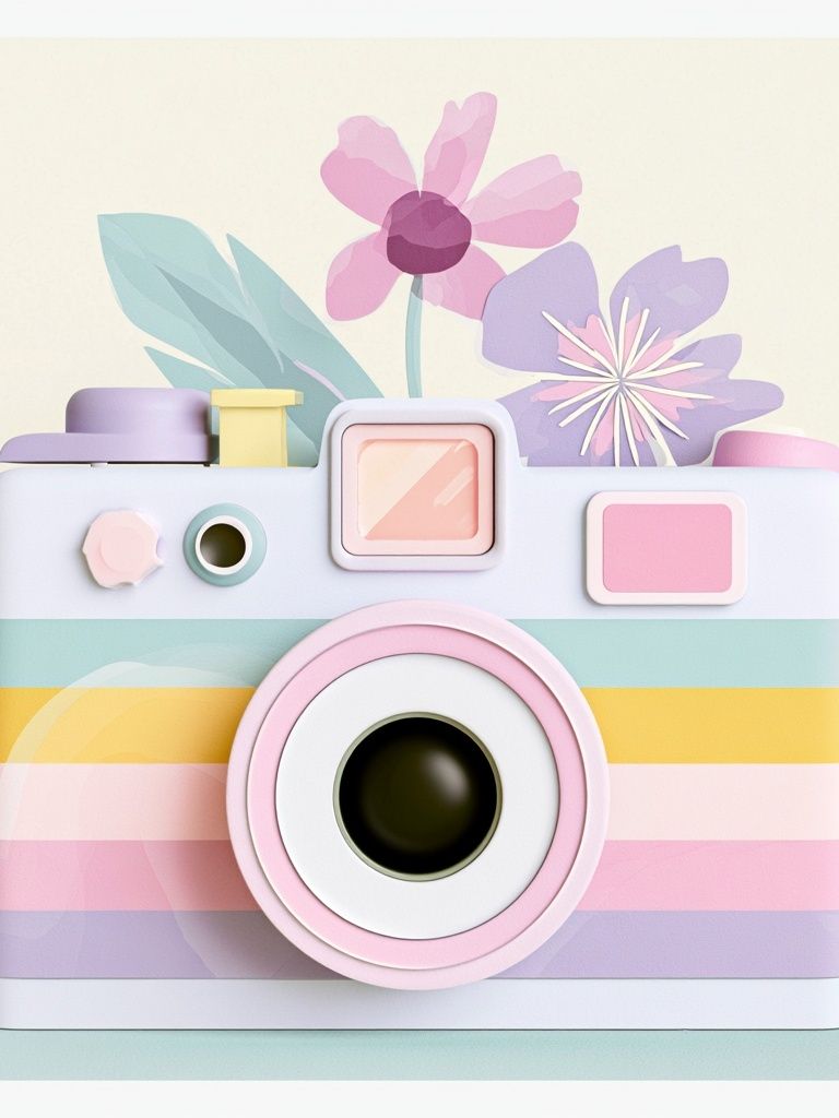Pastel Camera Illustration Poster. poster detail