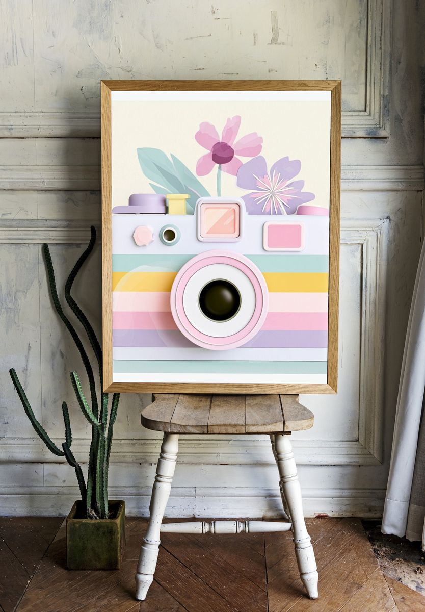 Pastel Camera Illustration Poster. room preview