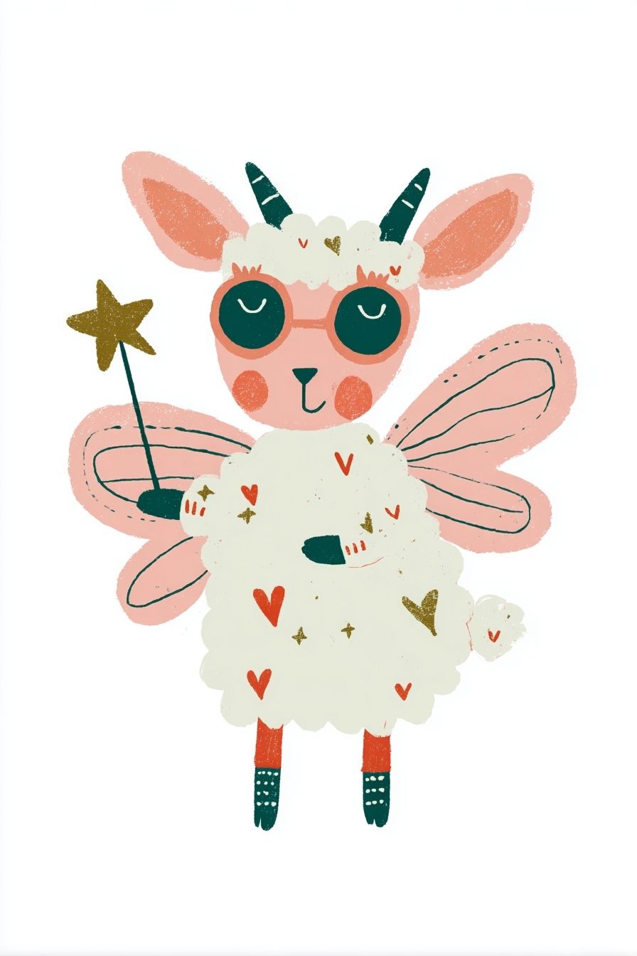 Cute Fairy Lamb Illustration Poster. poster — illustration art