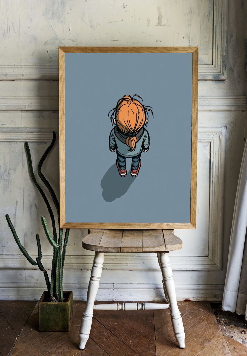 Solitary Girl Illustration Poster. — room view 1