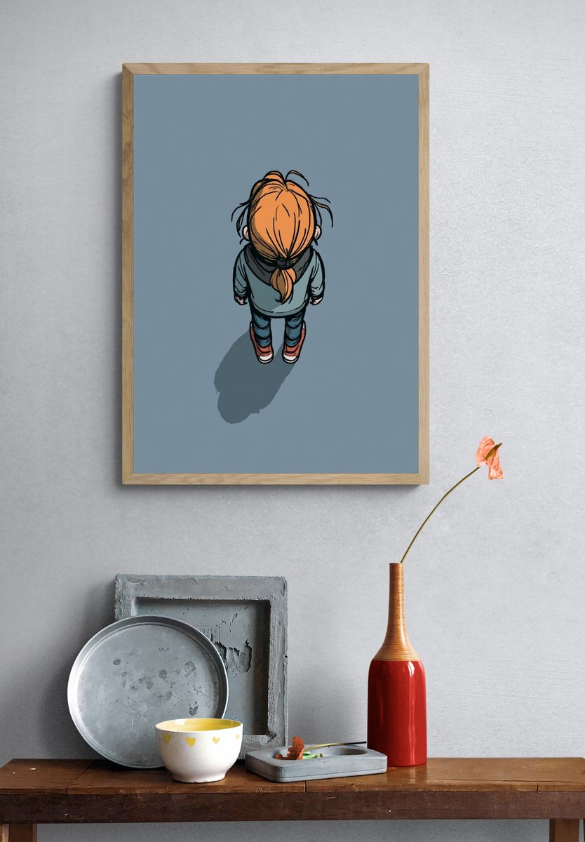 Solitary Girl Illustration Poster. — room view 3