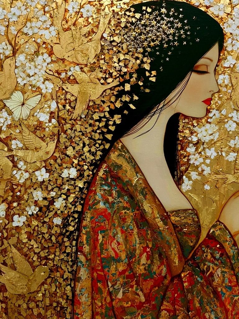 Golden Geisha Portrait Print. poster detail