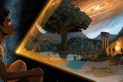 Cosmic Meditation Illustration Poster.