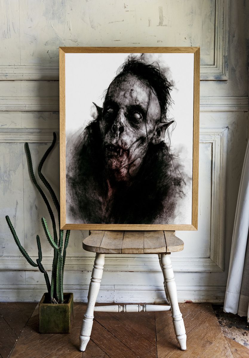 Gothic Vampire Portrait Print. room preview