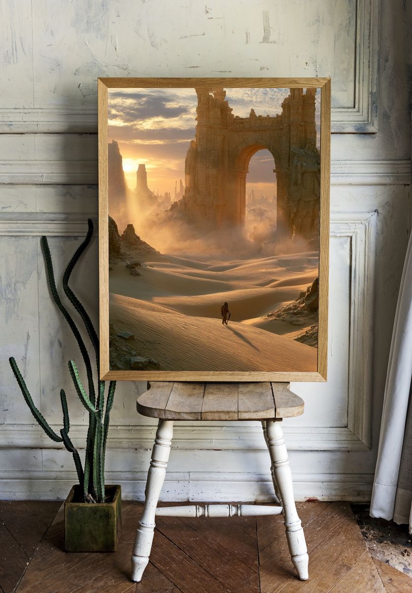 Desert Ruins at Sunrise Poster. — room view 1