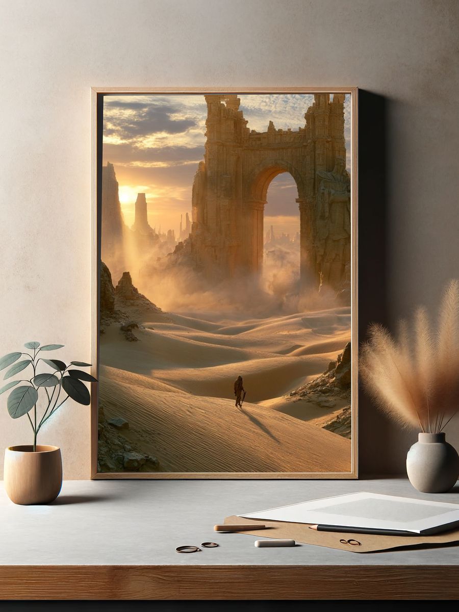 Desert Ruins at Sunrise Poster. — room view 2