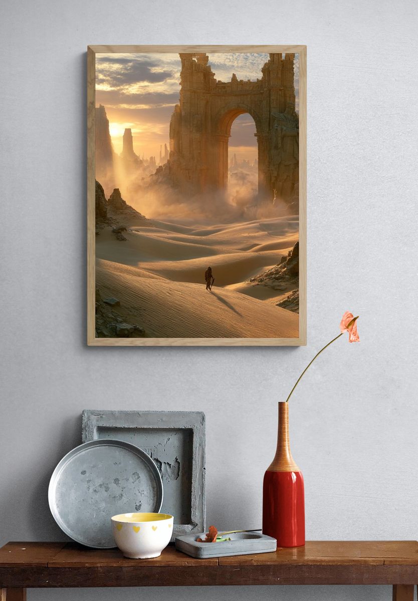Desert Ruins at Sunrise Poster. — room view 3