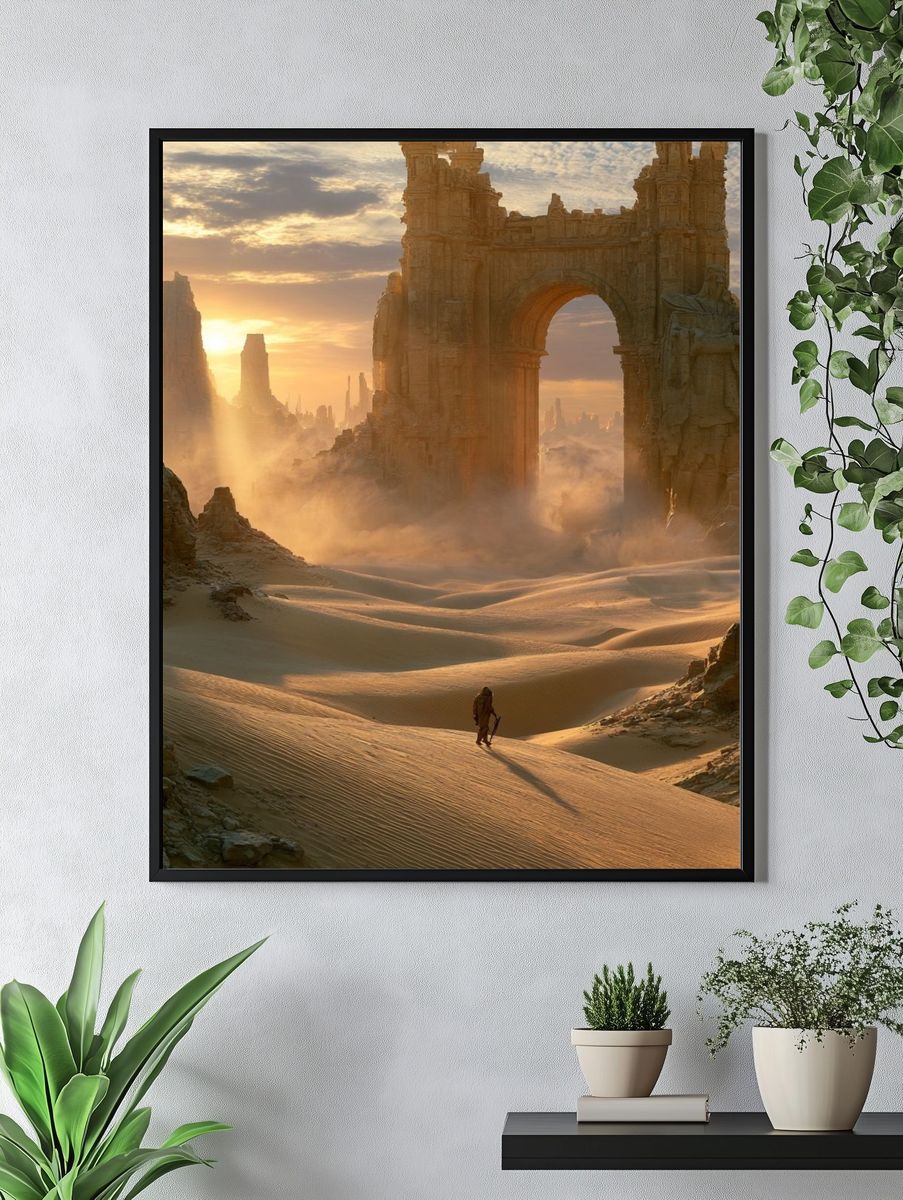Desert Ruins at Sunrise Poster. — room view 4