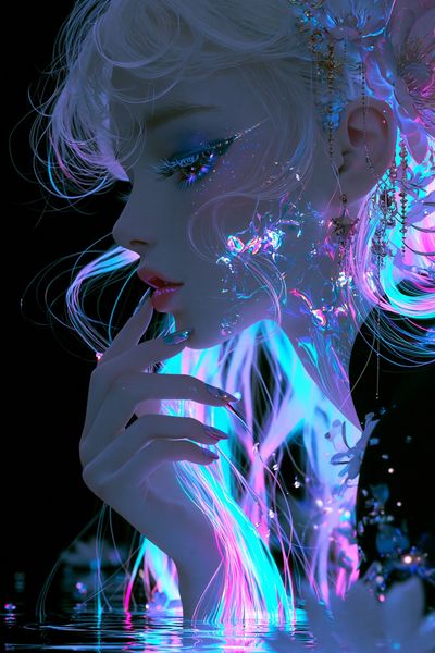 Neon Dream Portrait Print. poster