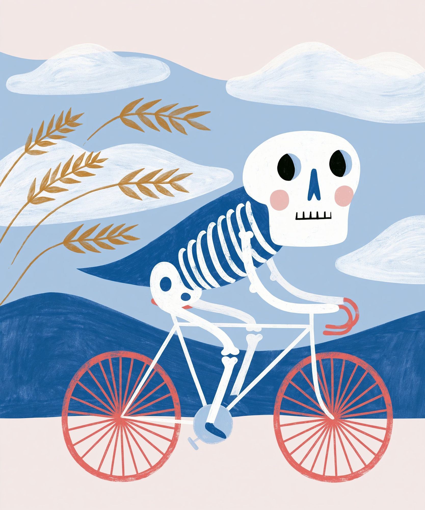 Skeleton Bicycle Illustration Poster. poster detail