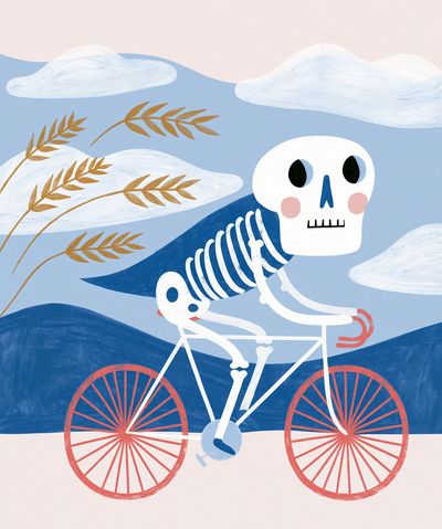Skeleton Bicycle Illustration Poster. poster