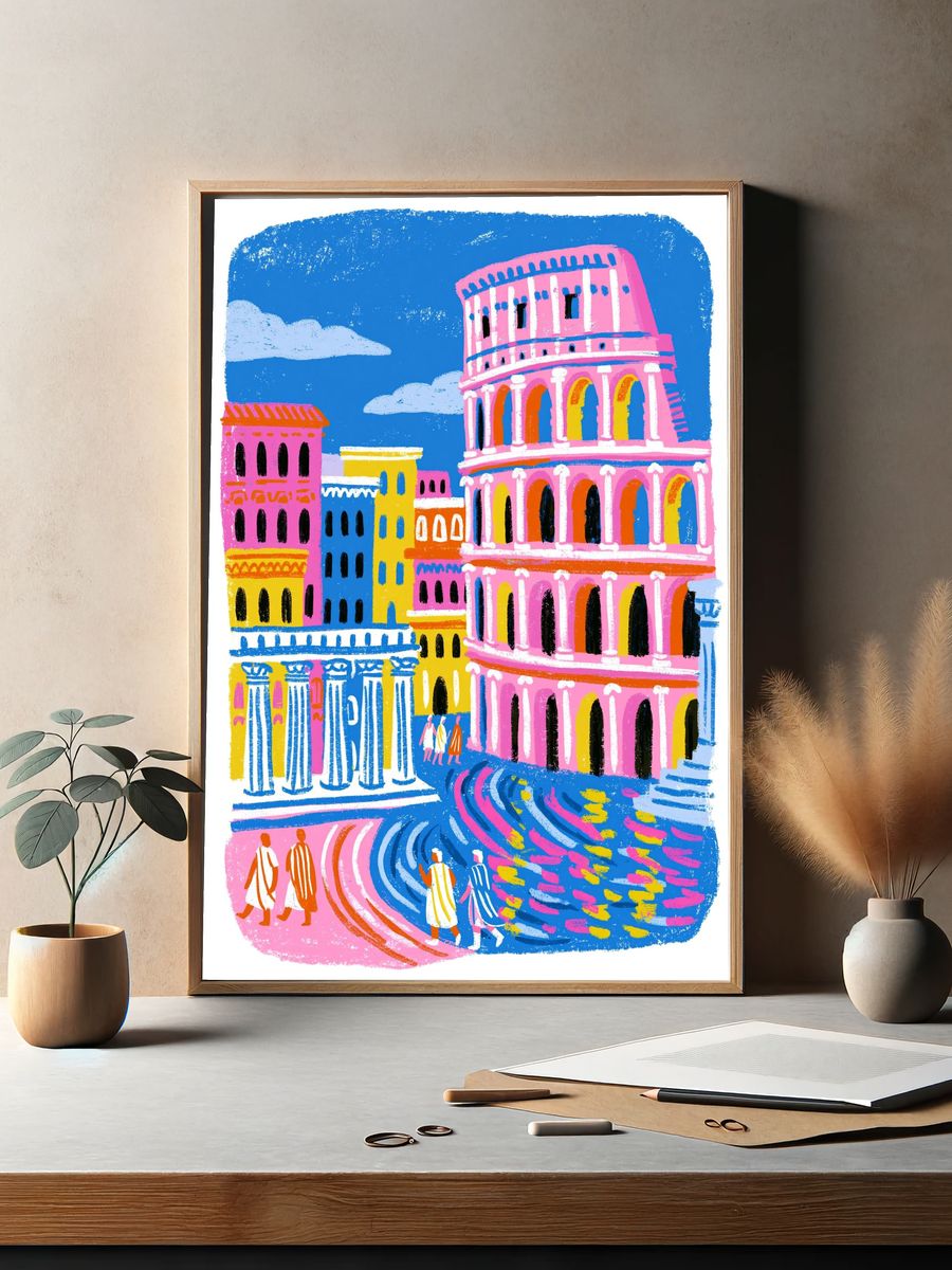Street Encounter Watercolor Poster. — room view 2