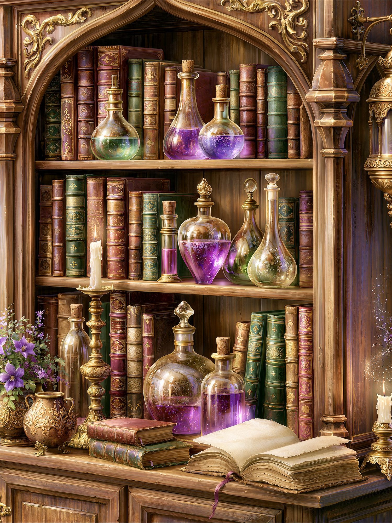 Enchanted Alchemy Library Print. poster — illustration art