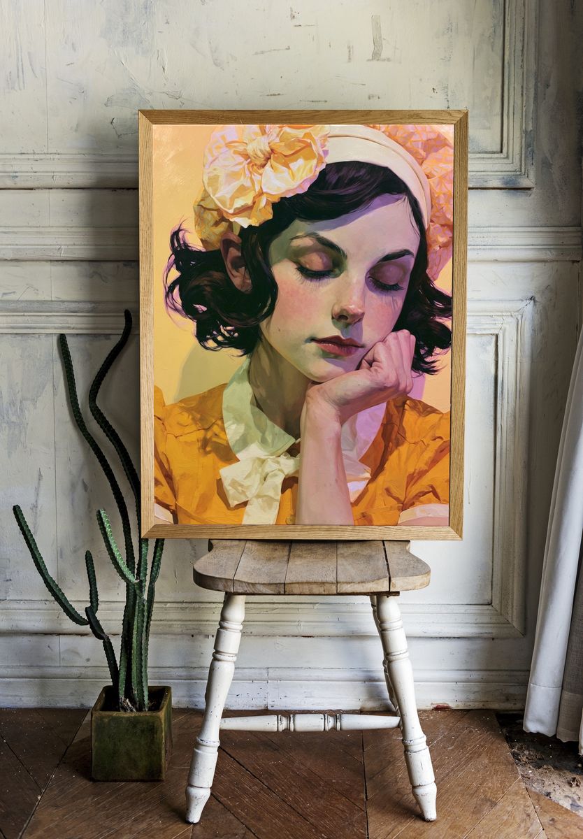 Dreamy Portrait Illustration Poster. room preview